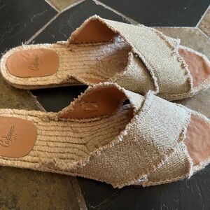 Castaner Palmera Canvas Crisscross Espadrille Slides Womens 10/41 New